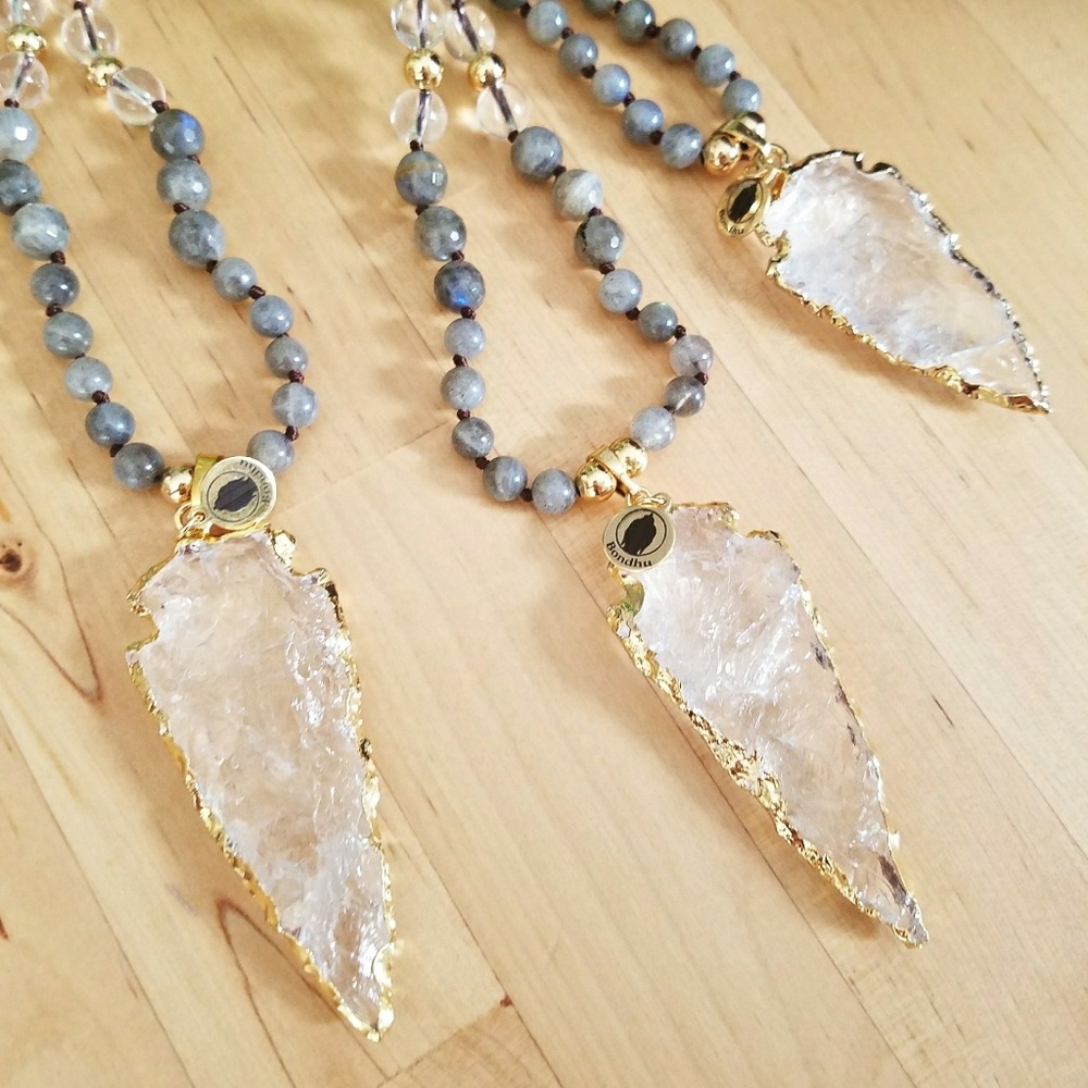 Crystal Arrow, Labradorite,  Rose Quartz Mala - Picture 4 of 7